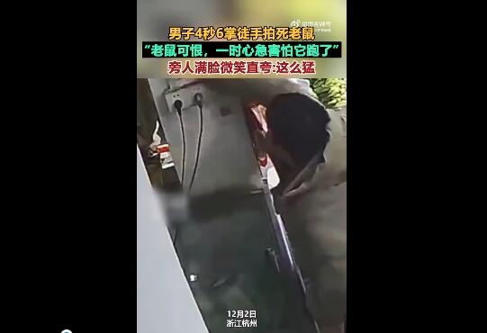 男子4秒连拍6掌徒手摔死老鼠